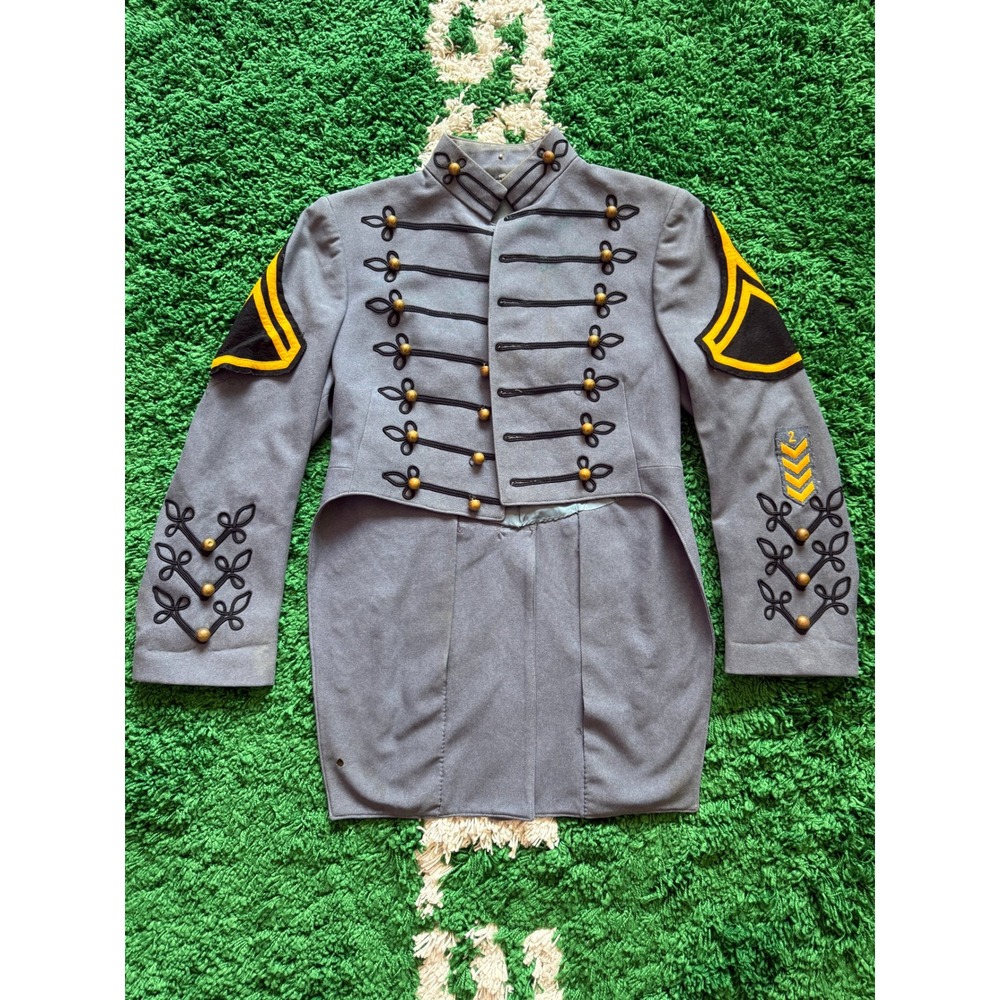 Sago Uniforms Vintage Military Cadet Jacket Grey Soutache Braid Brass Buttons